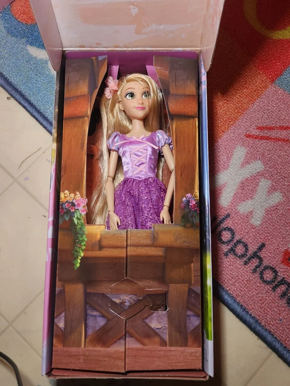 Disney Rapunzel Doll in Pink and Purple Dress